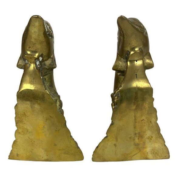 Vintage Brass Dolphin Waves Bookends Mid Century Home Library Decor Taiwan - Picture 3 of 8